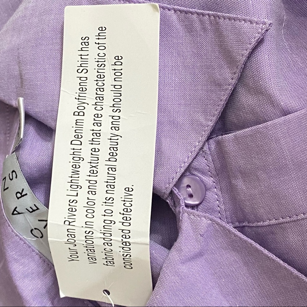 JOAN RIVERS NWT light denim boyfriend shirt XXS - Picture 8 of 9